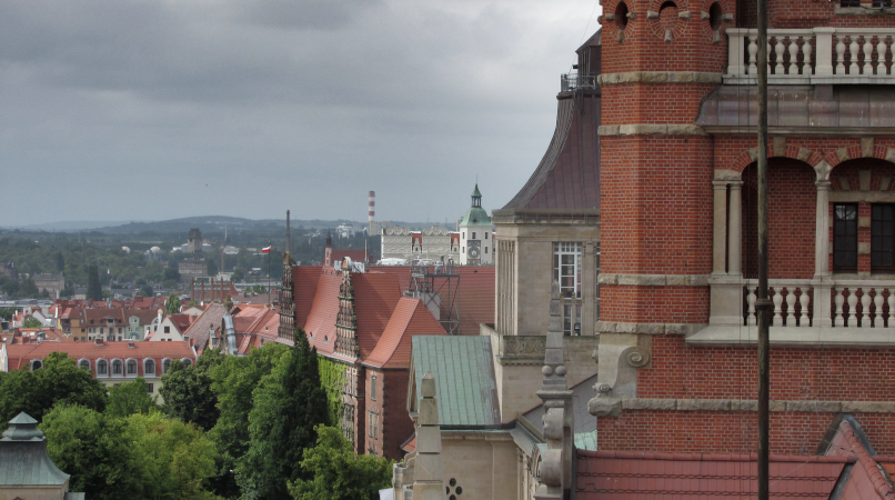 Blick von der Hakenterasse zum Schloss in Szczecin